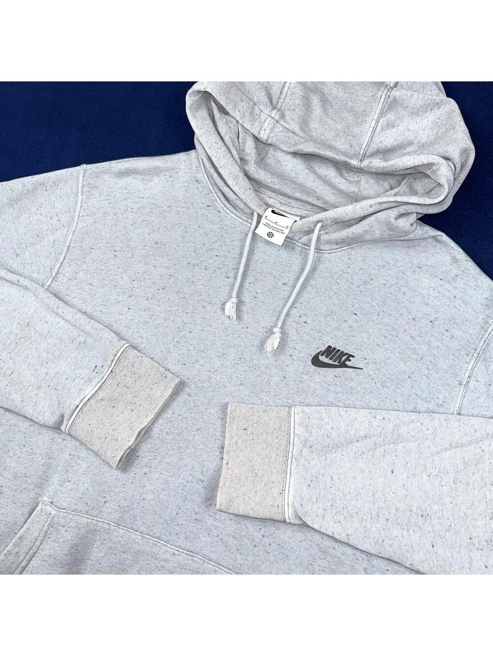 Nike Speckled Hoodie Grey Pullover Swoosh Logo Fleece Men Size L Casual Athletic